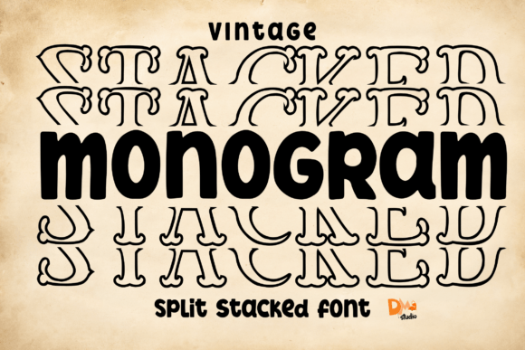Vintage Monogram Stacked Font for Timeless Editorial Design